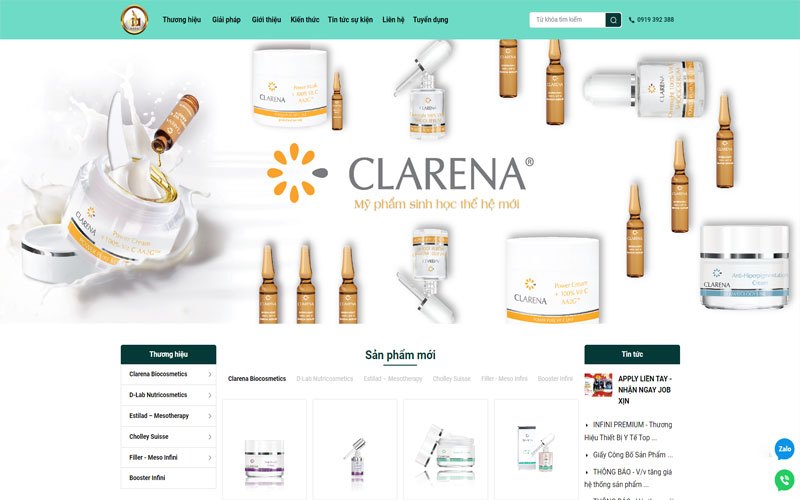 Mẫu giao diện website mỹ phẩm Diep Anh Aesthetic