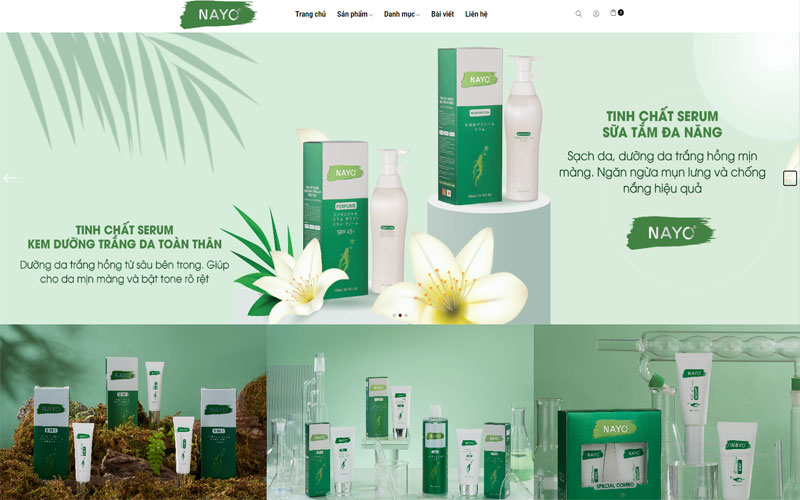 Mẫu giao diện website mỹ phẩm Nayo
