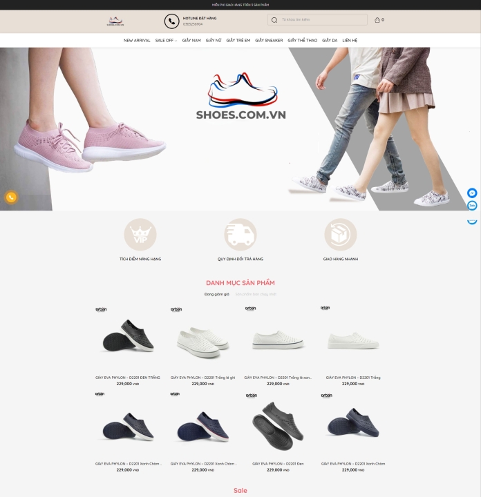 Mẫu website giày dép 1