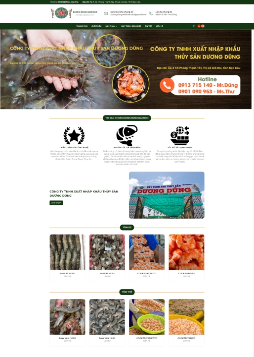 Mẫu website hải sản 2