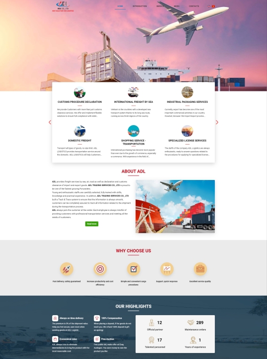 Mẫu website dịch vụ vận tải logistic 3