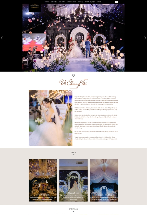 Mẫu website trung tâm tiệc cưới 1